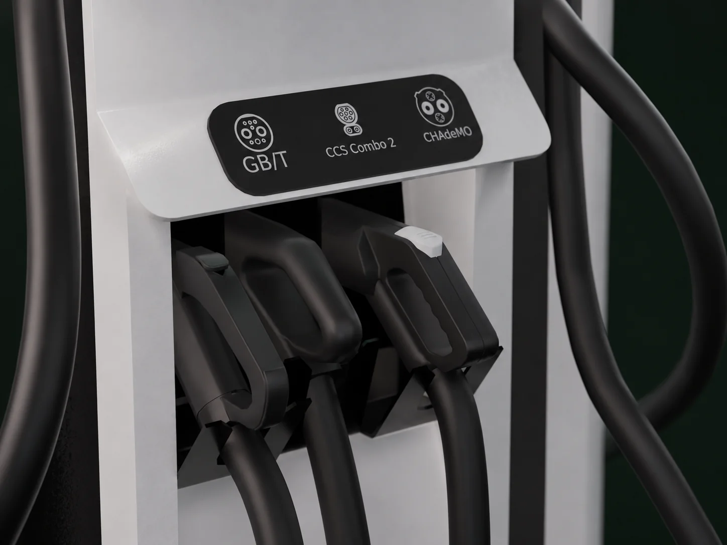 Разъёмы зарядной станции: GB/T, CCS Combo 2 и CHAdeMO